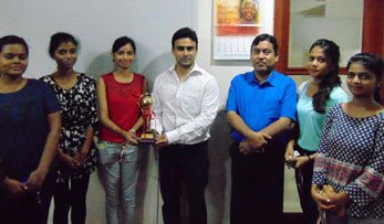 Dhruv Galgotia with girls basketball team